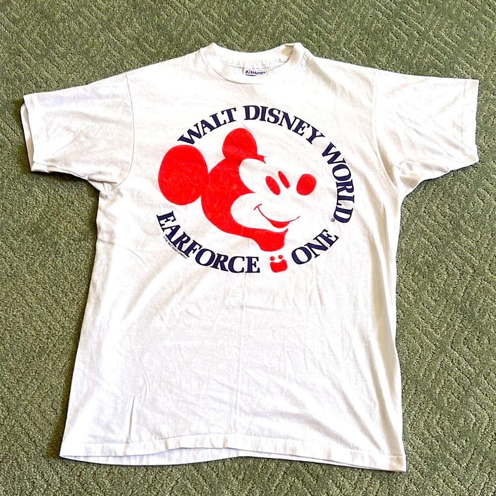 Disney Vintage Mickey "Ear Force One" Tee, RARE, White, Large